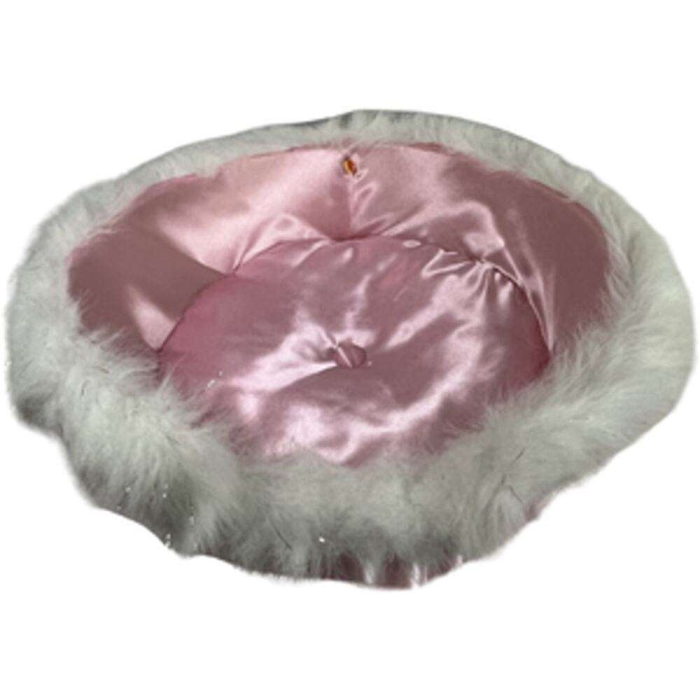 American Girl Doll Pink Satin Faux Fur Pet Bed Plush